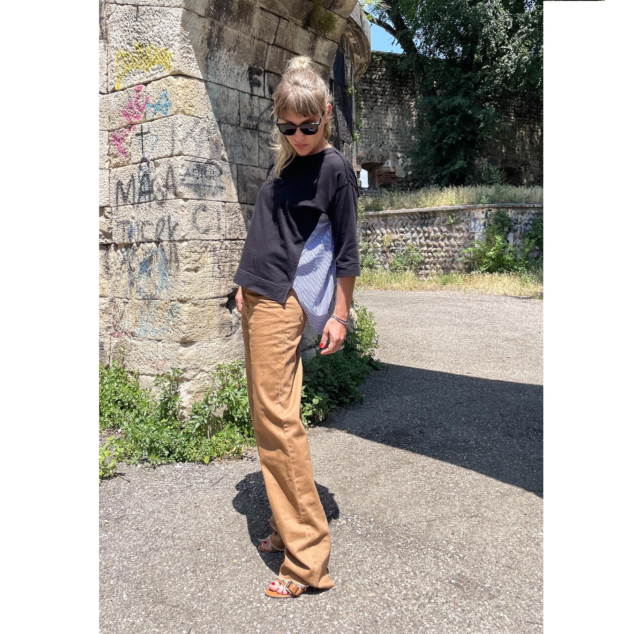 GENEVE Camel Jeans fiammato stretch