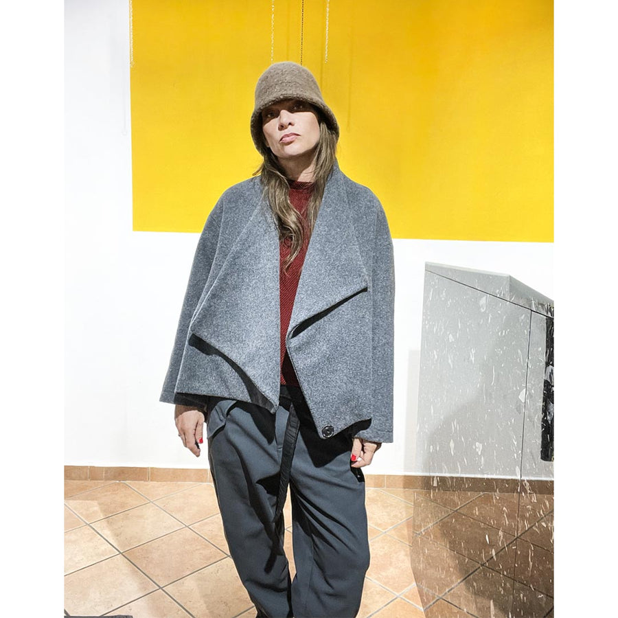 PLES  coat - Cappotto asimmetrico lana - grigio