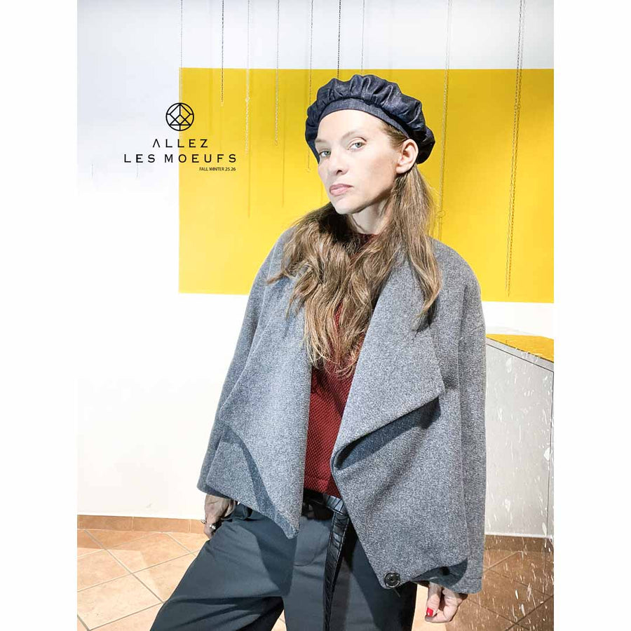 PLES  coat - Cappotto asimmetrico lana - grigio