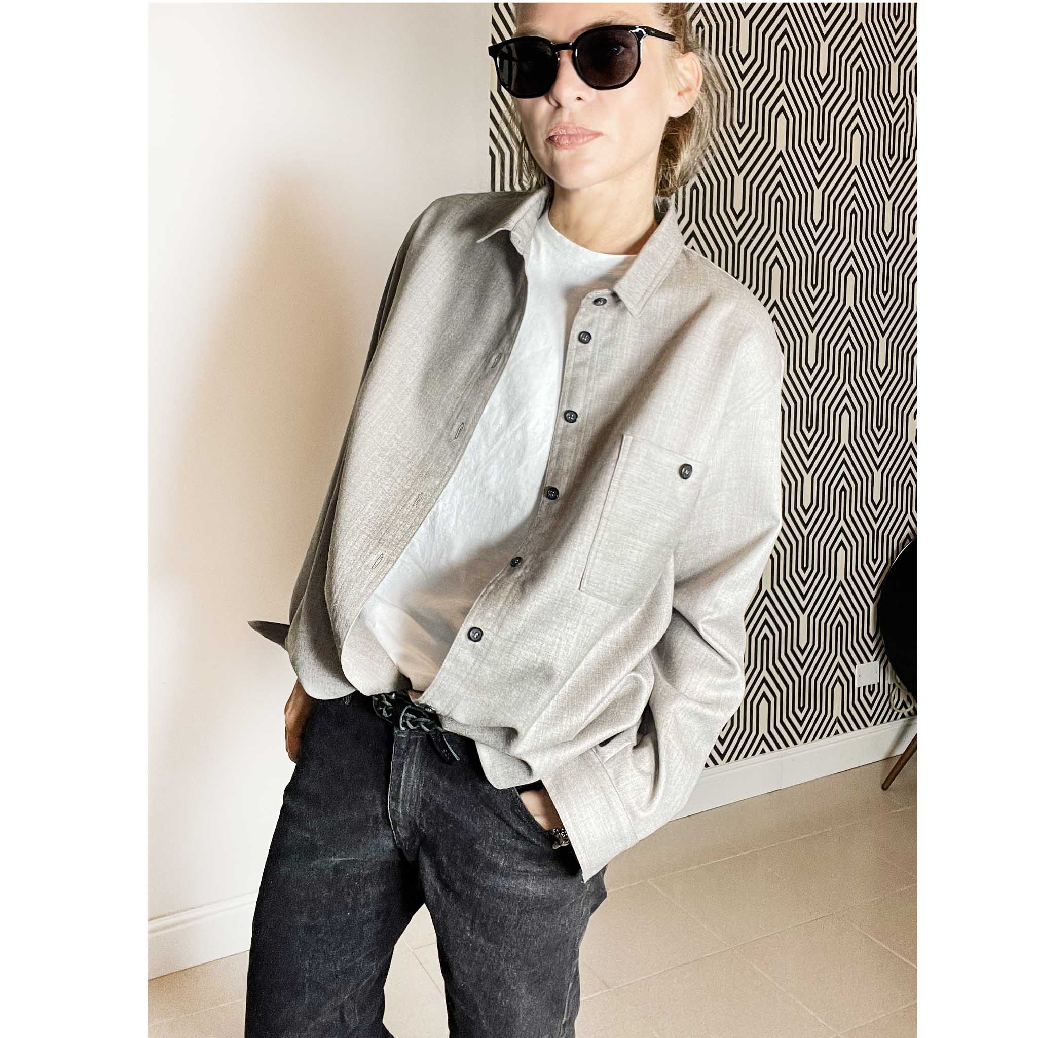 AMOUR WOOL - Camicia 100% lana- color corda