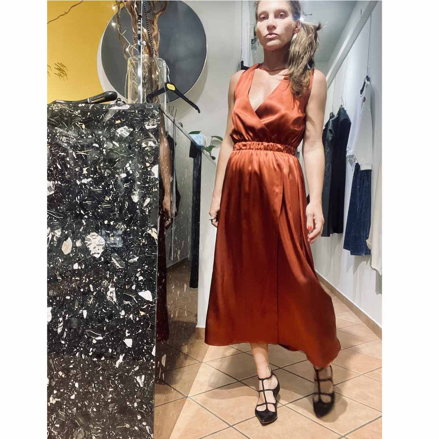 COBI SILK - abito 100% seta  Color mattone