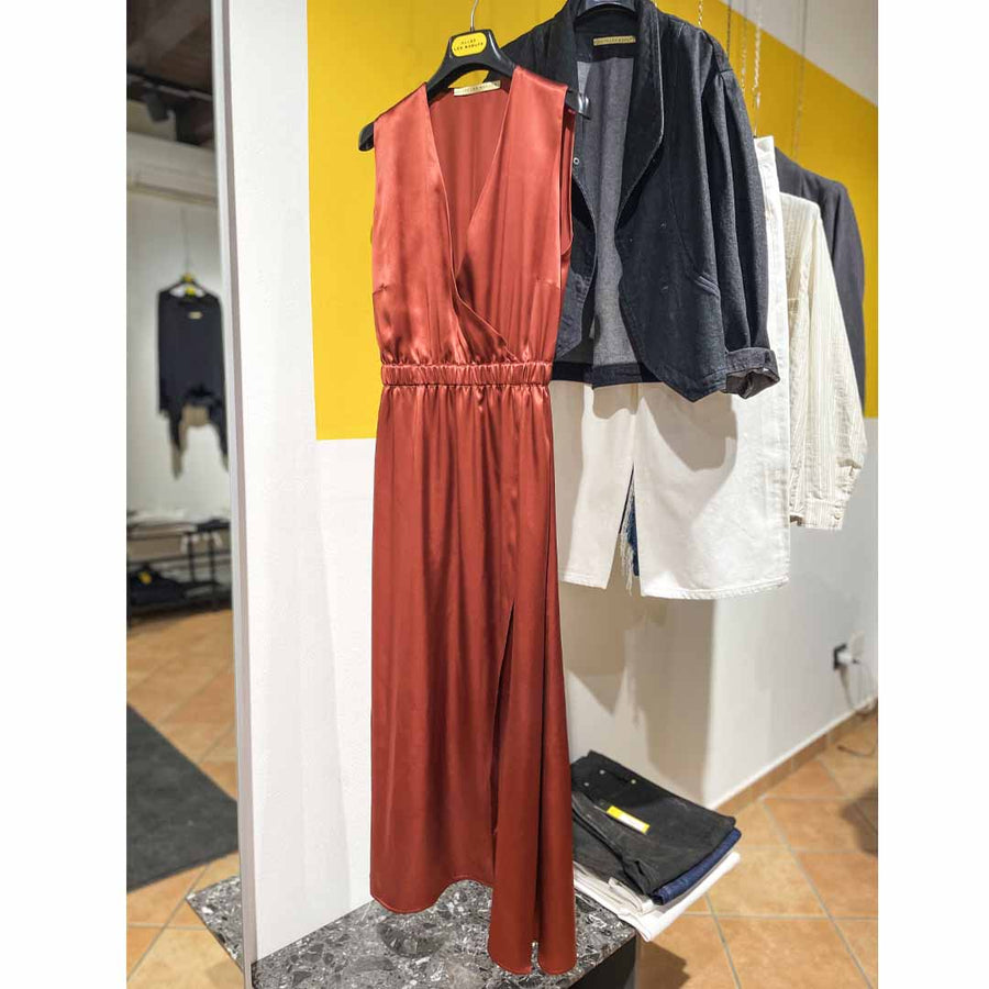 COBI SILK - abito 100% seta  Color mattone