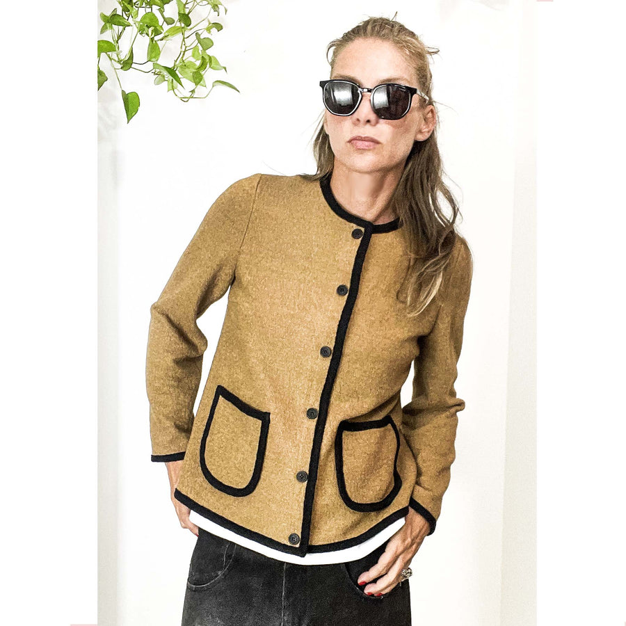 EDITION Camel - Cardigan profili a contrasto