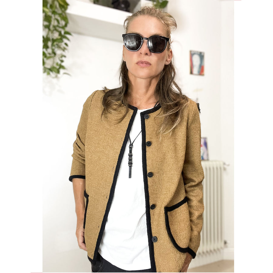 EDITION Camel - Cardigan profili a contrasto