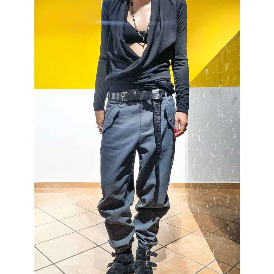 GALLES NEW CARGO- pantalone cargo in cotone colore grigio petrolio