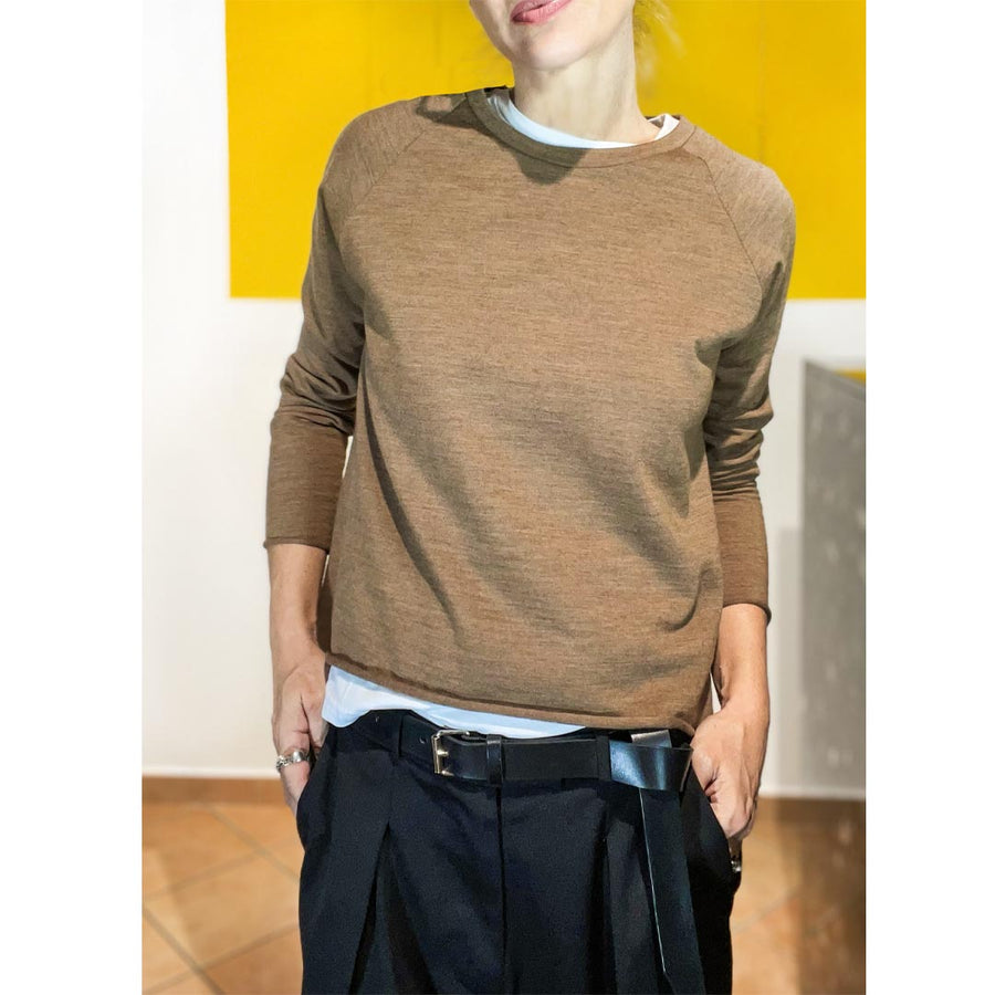 MARLOW BASIC - colore CARAMEL melange -Maglia lana sottile