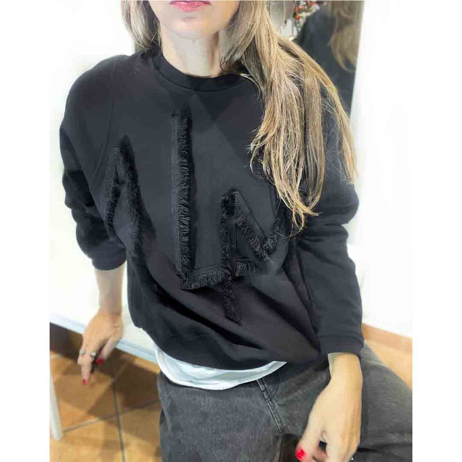MOOD ALM - Felpa nera con lettering