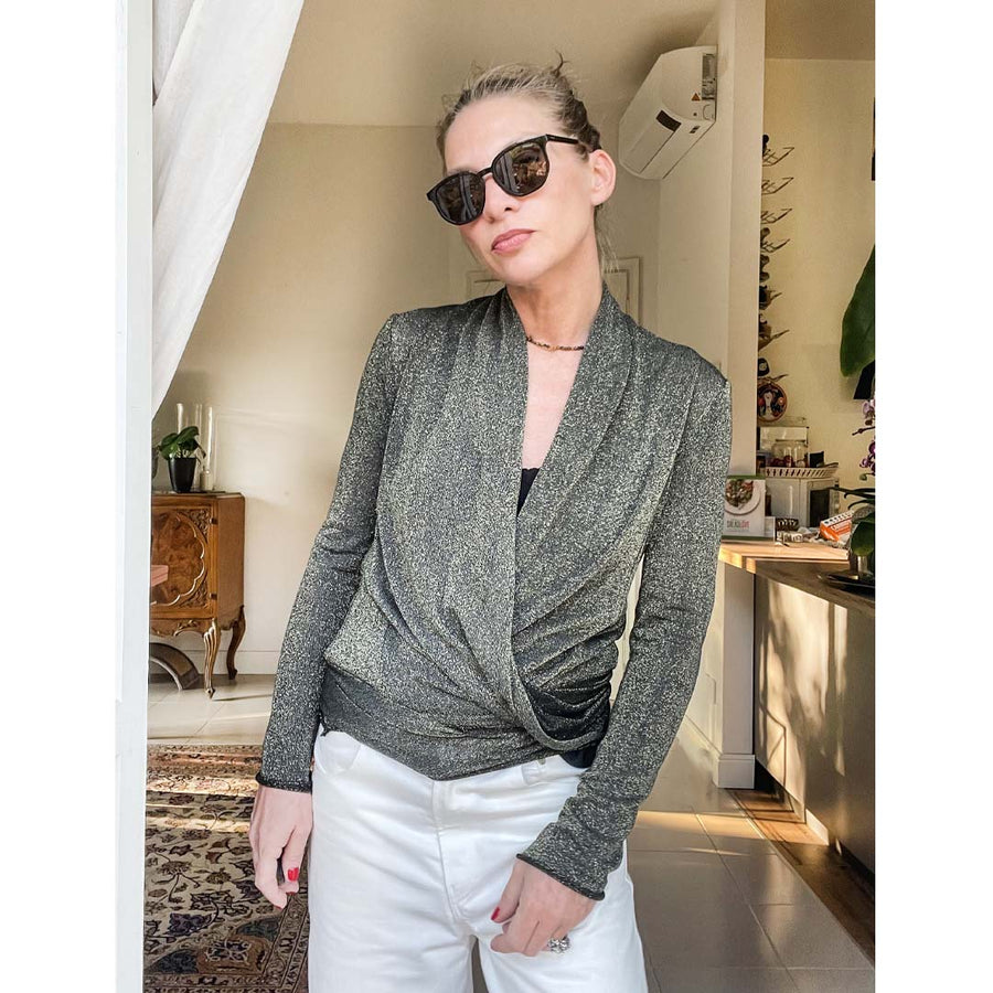 MORGAN LUREX - Maglia incrociata da allacciare