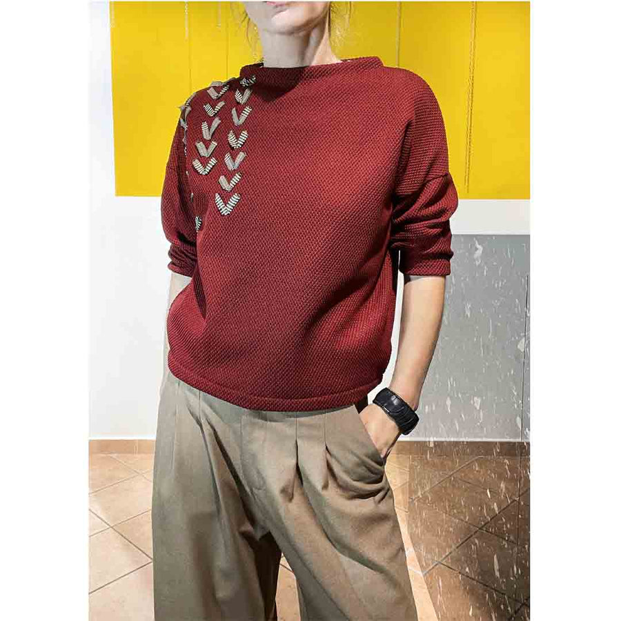 MORITZ PLUS - Maglia con motivo ricamo tessuto a contrasto