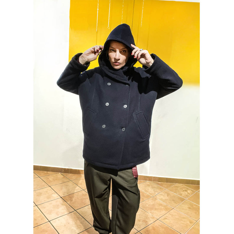 PIKES - Cappotto in lana blu - con fodera imbottita