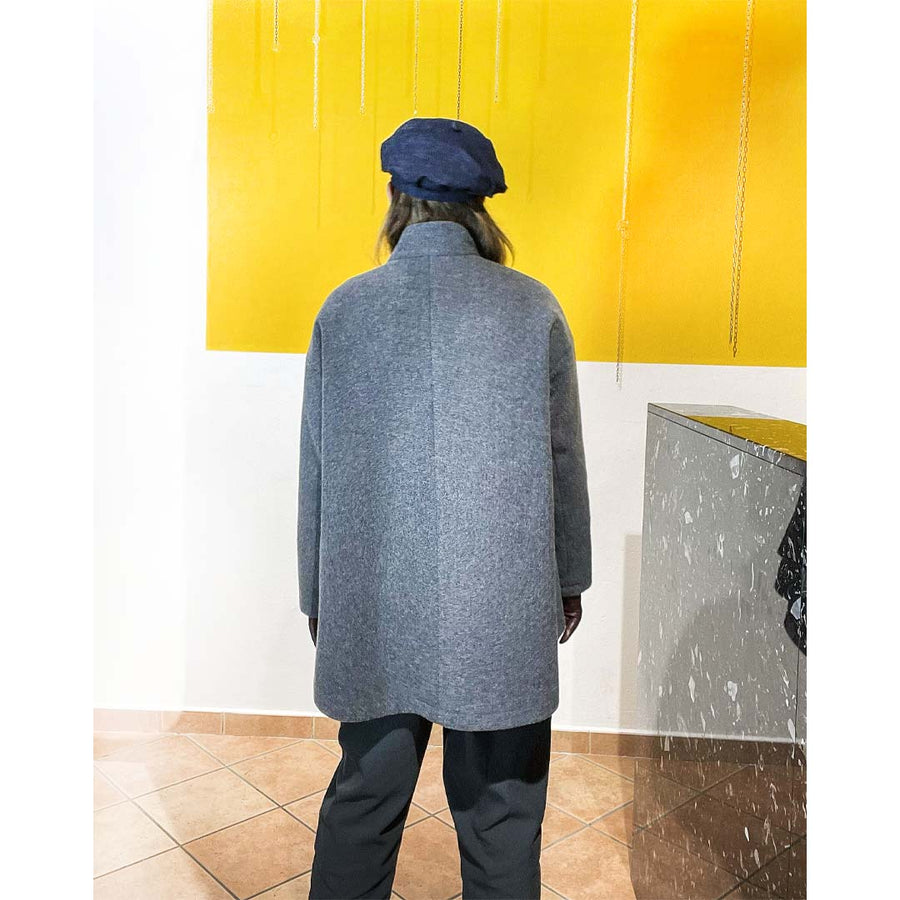 PLES  coat - Cappotto asimmetrico lana - grigio
