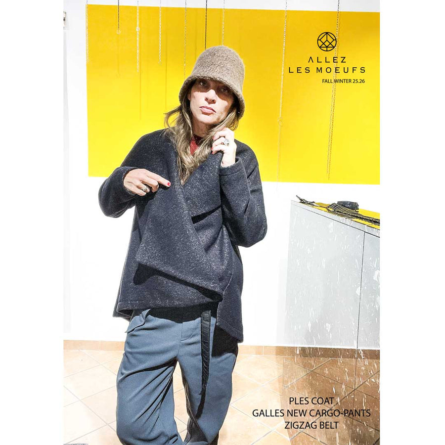 PLES  coat - Cappottino asimmetrico lana - nero