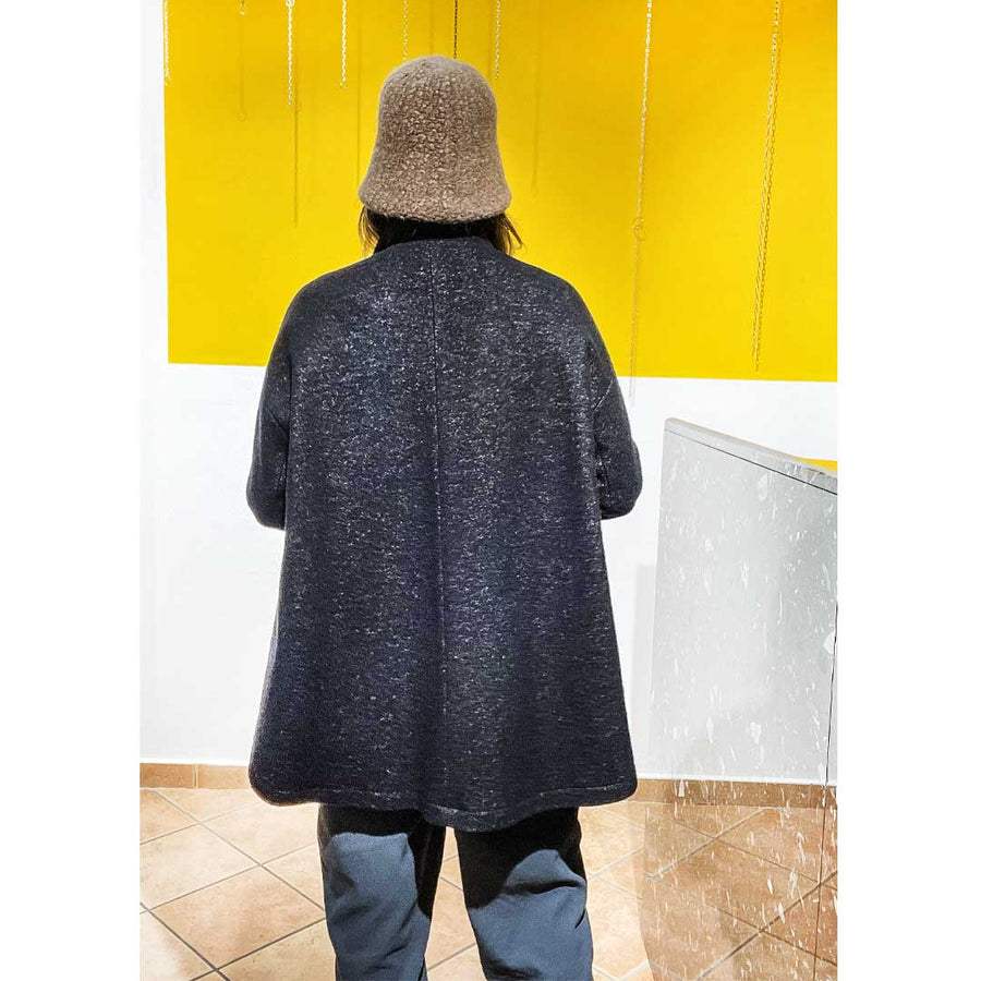 PLES  coat - Cappottino asimmetrico lana - nero