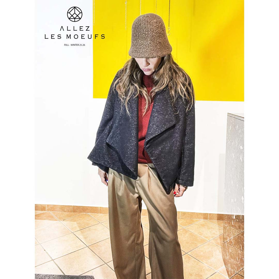 PLES  coat - Cappottino asimmetrico lana - nero