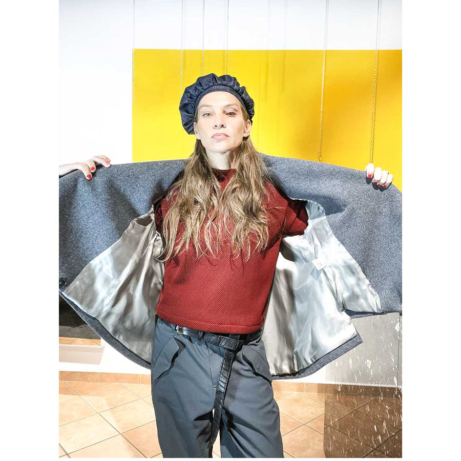 PLES  coat - Cappotto asimmetrico lana - grigio