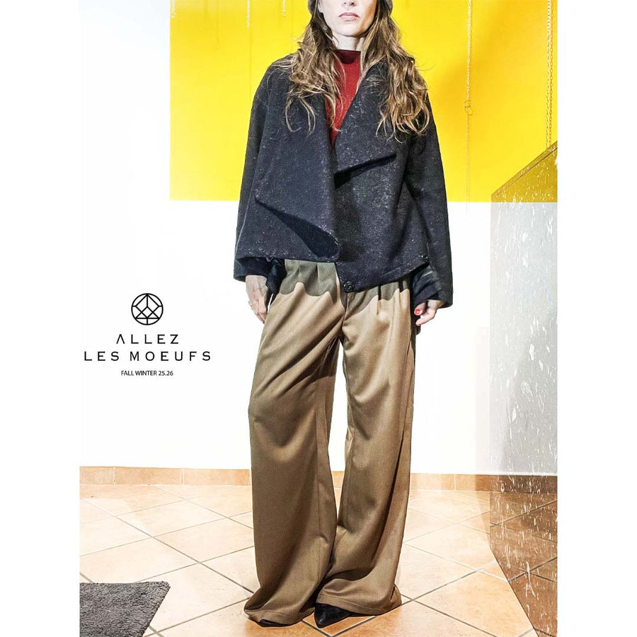 PLES  coat - Cappottino asimmetrico lana - nero