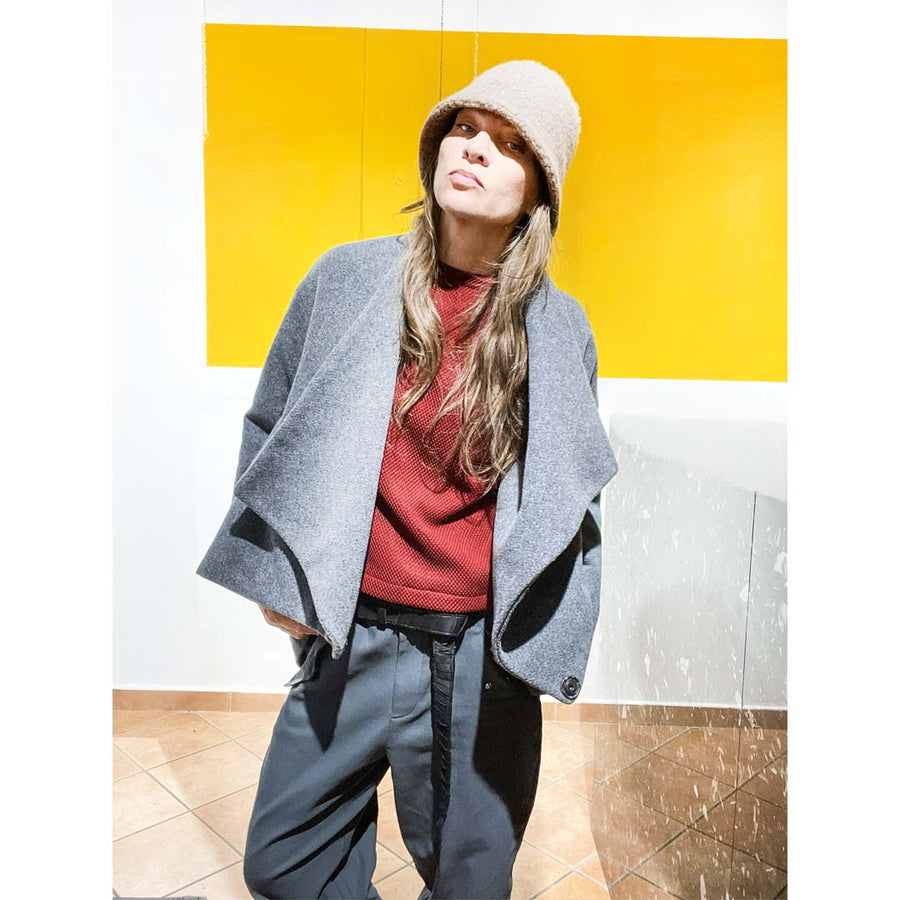 PLES  coat - Cappotto asimmetrico lana - grigio