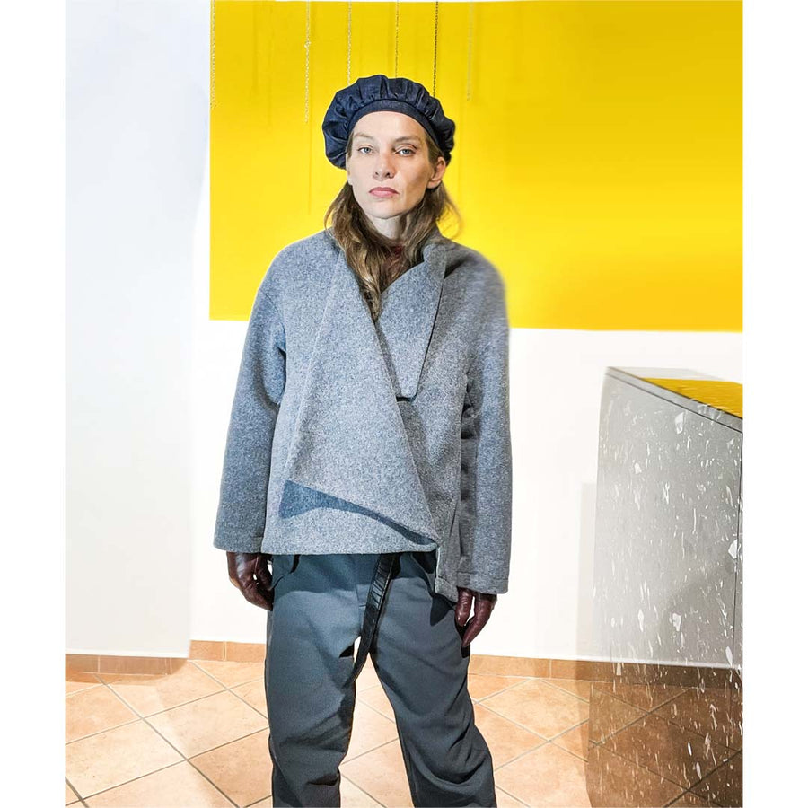 PLES  coat - Cappotto asimmetrico lana - grigio
