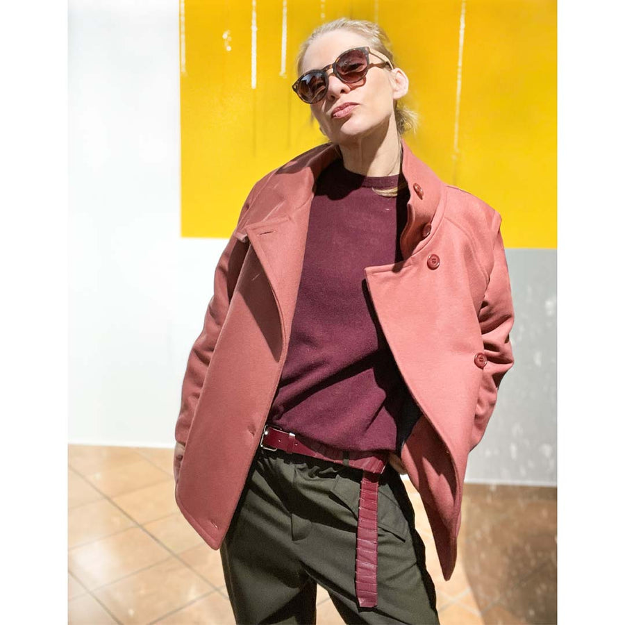 Praire - cappotto in lana rosa blush con fodera imbottita