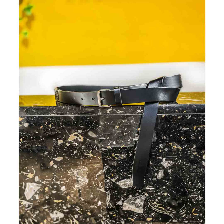 ZILIAH - Cintura cuoio lunga da annodare  COLORE NERO - 5 colori disponibili