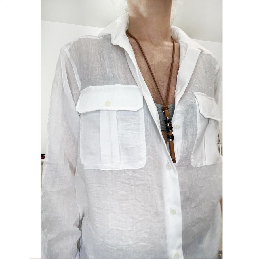 AMALONG - Camicia semi trasparente in morbidissimo modal