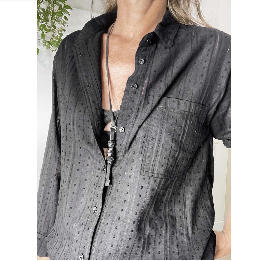 AMOUR PLUMETIS - nero - Camicia cotone