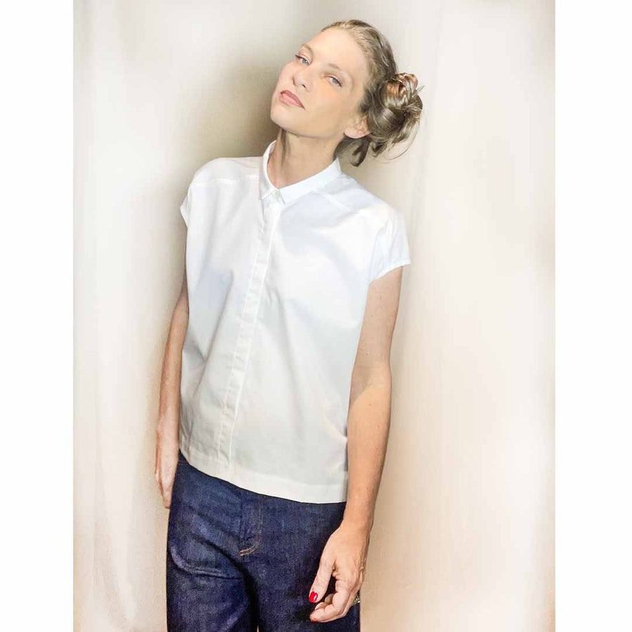 AZZORRE - Camicia senza maniche - bianca 100% cotone
