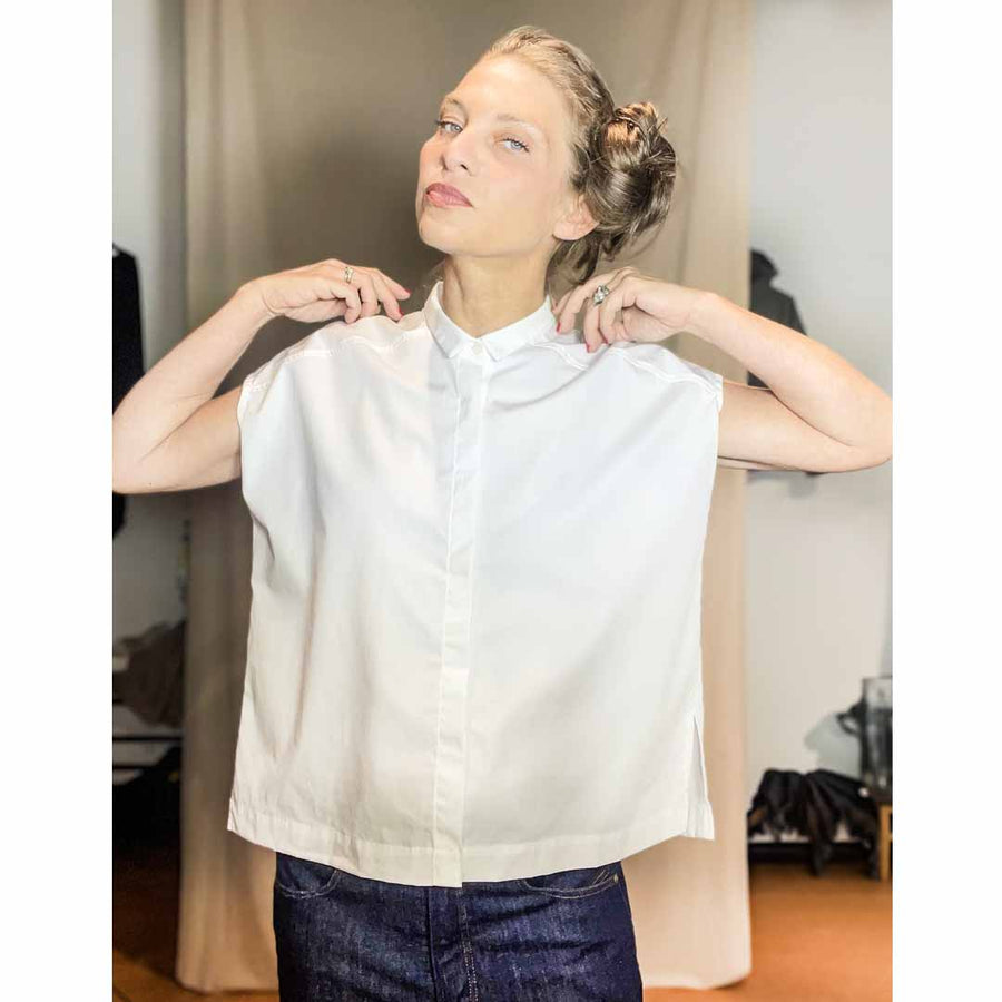 AZZORRE - Camicia senza maniche - bianca 100% cotone