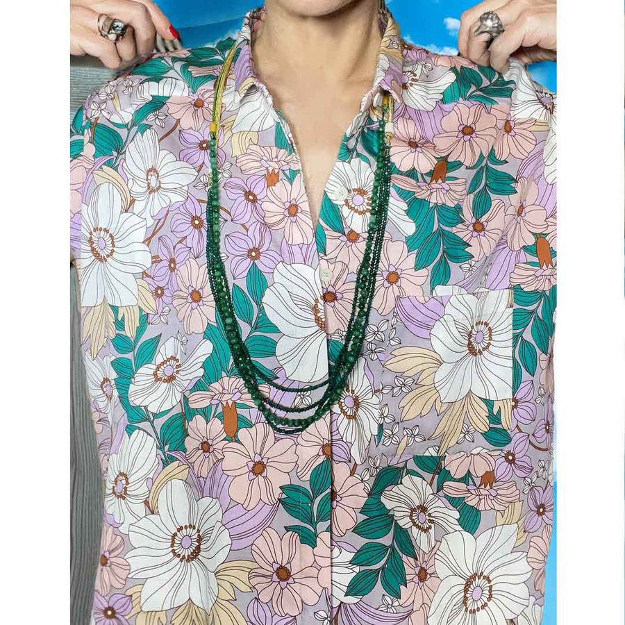 AZZORRE FLOWERS - Camicia senza maniche