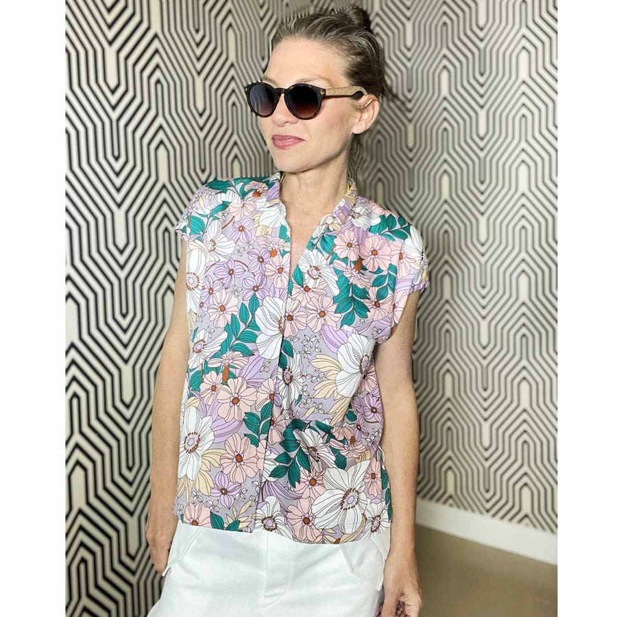 AZZORRE FLOWERS - Camicia senza maniche