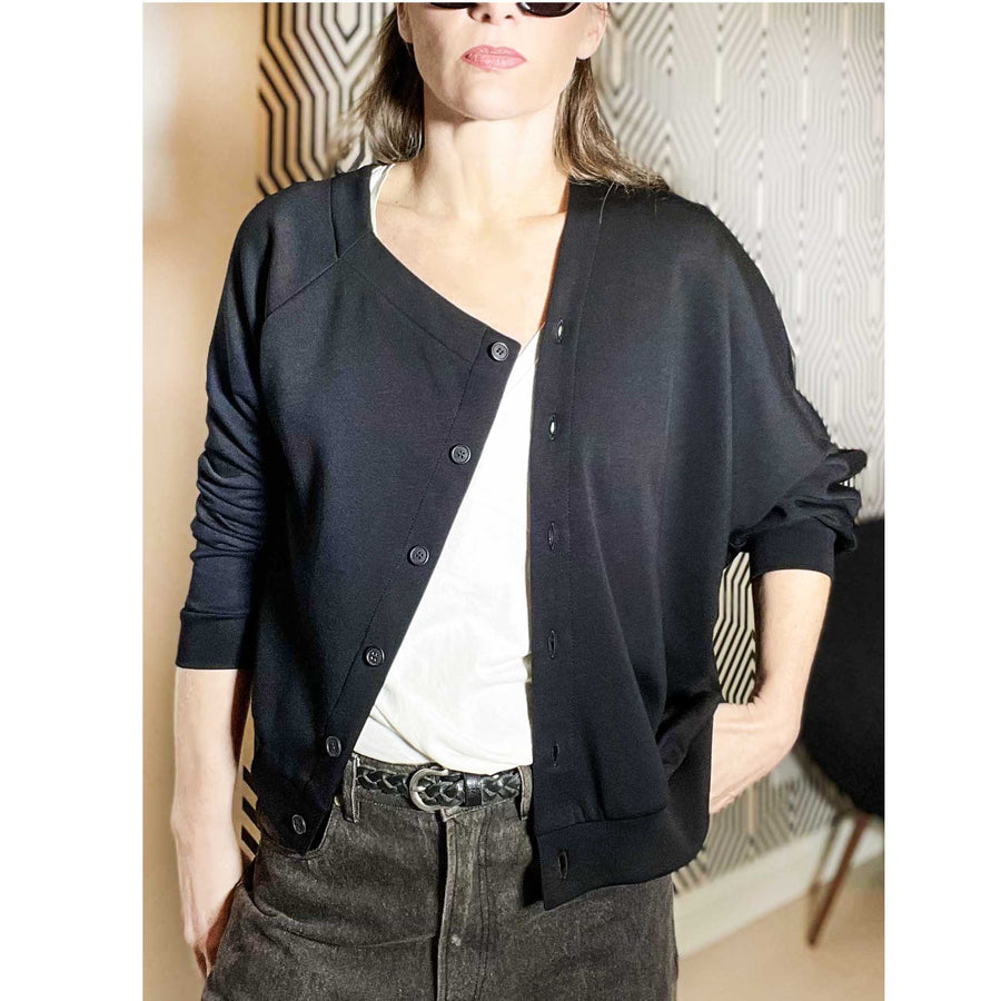 BOEME - Cardigan asimmetrico - COLORE NERO