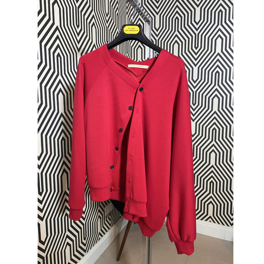 BOEME - Cardigan asimmetrico - COLORE ROSSO