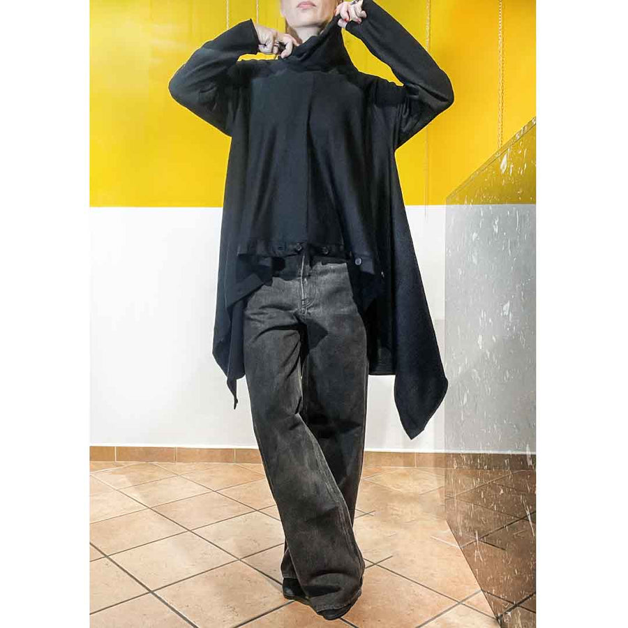 CALE - ABITO/ MAGLIA  ASIMMETRICO CON BOTTONI - 100% virgin wool