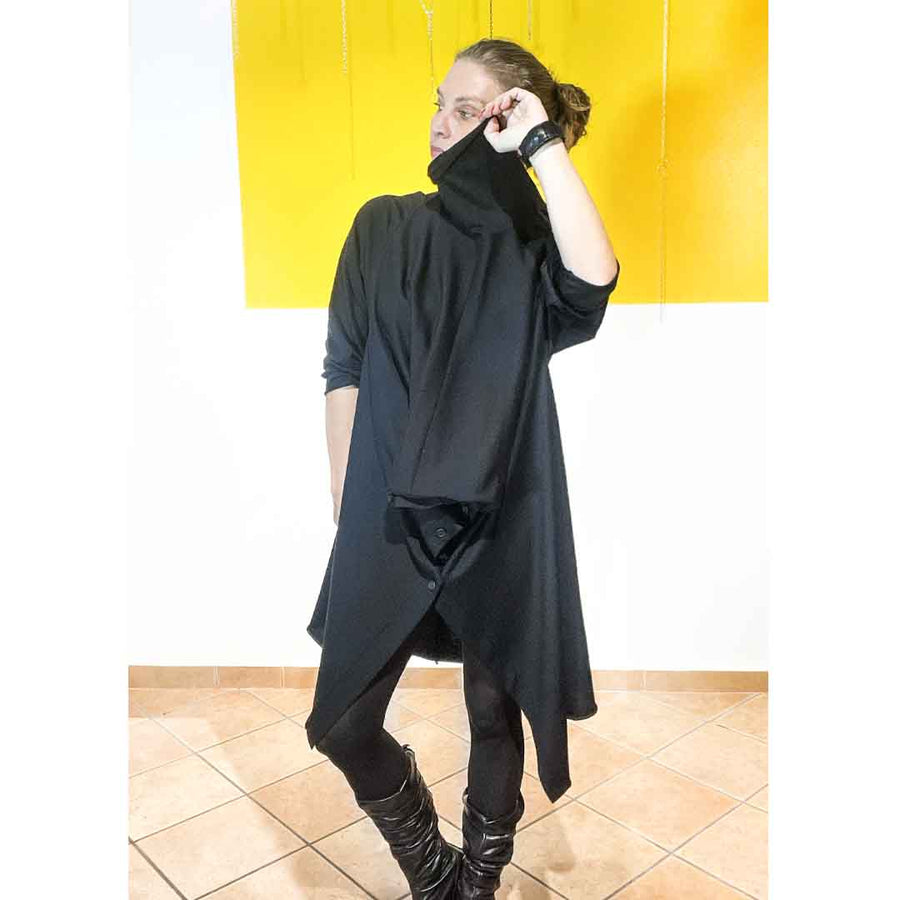 CALE - ABITO/ MAGLIA  ASIMMETRICO CON BOTTONI - 100% virgin wool