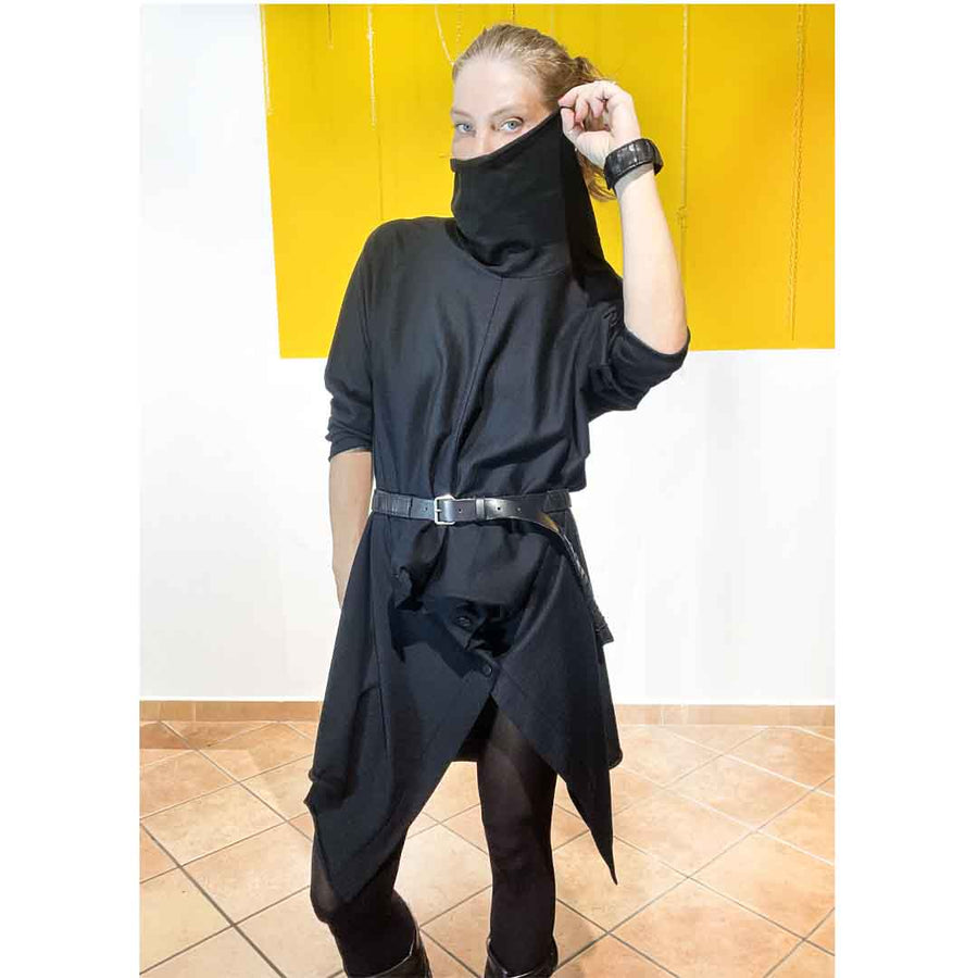 CALE - ABITO/ MAGLIA  ASIMMETRICO CON BOTTONI - 100% virgin wool