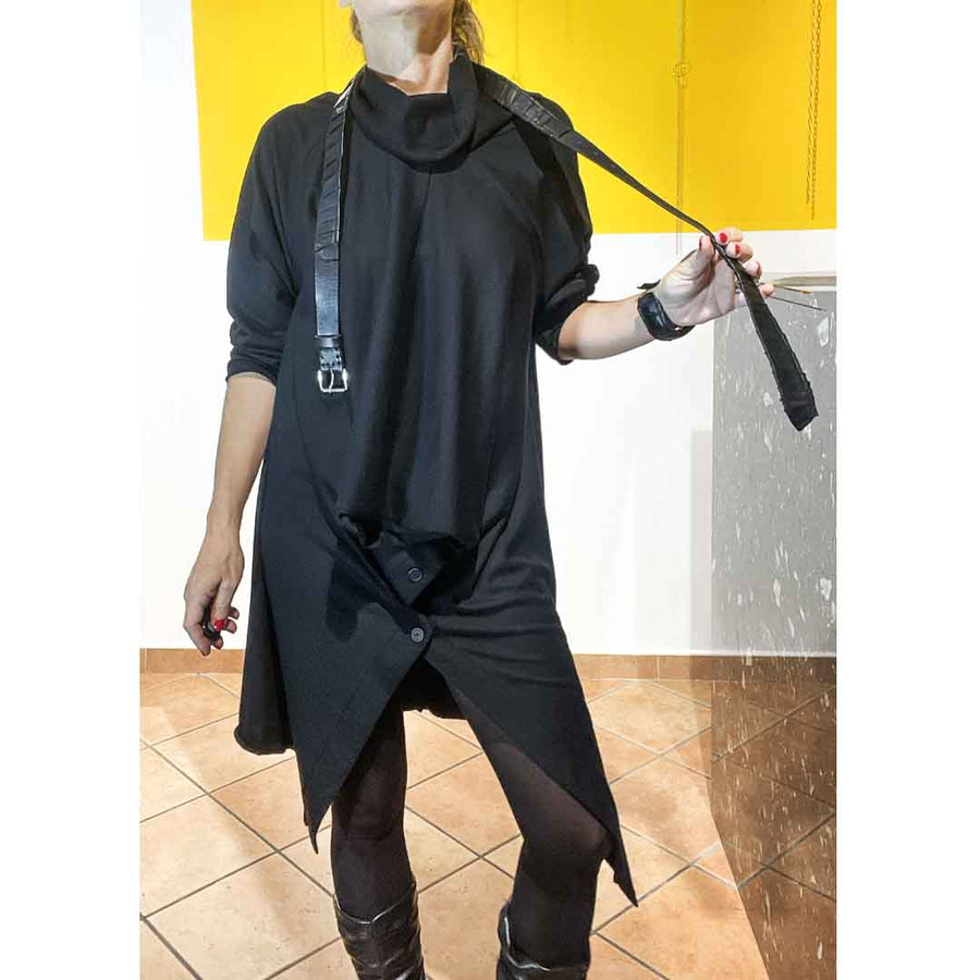 CALE - ABITO/ MAGLIA  ASIMMETRICO CON BOTTONI - 100% virgin wool