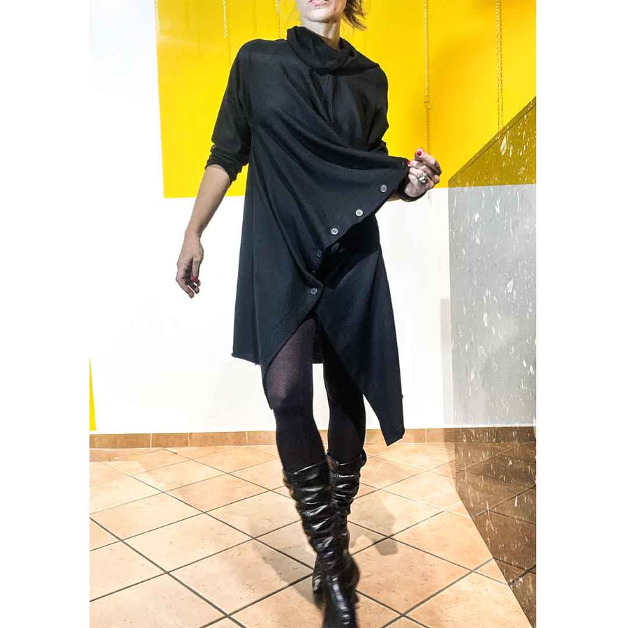 CALE - ABITO/ MAGLIA  ASIMMETRICO CON BOTTONI - 100% virgin wool