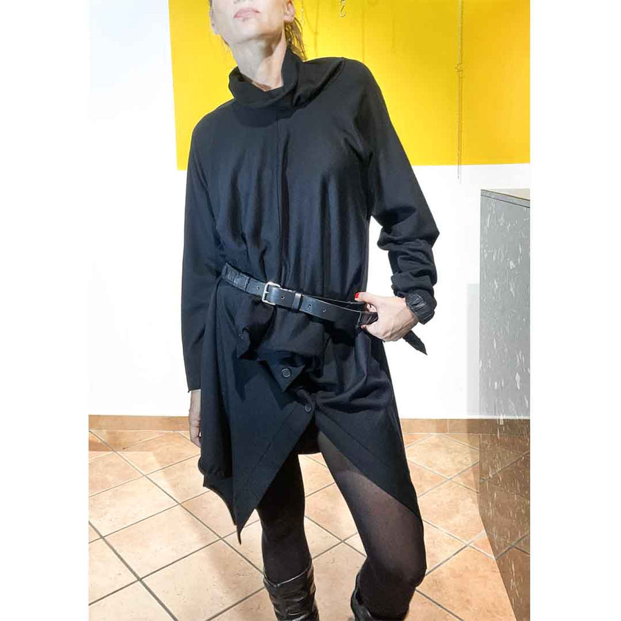 CALE - ABITO/ MAGLIA  ASIMMETRICO CON BOTTONI - 100% virgin wool