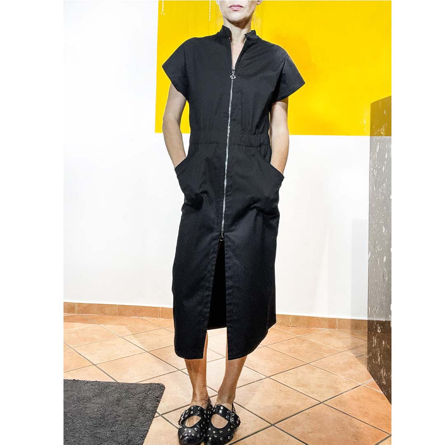 CAYMAN - Abito cotone con zip metallo davanti
