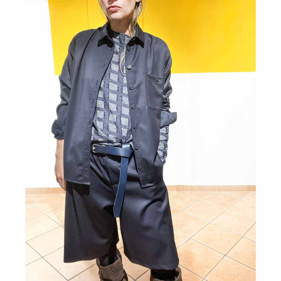 AMOUR wool blue - camicia in lana blu