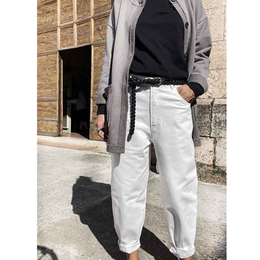 PRETTY - Cardigan felpa lungo con tasche davanti -GRIGIO