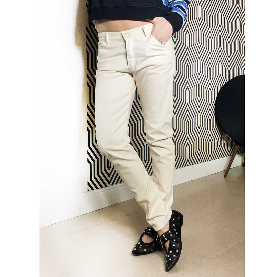 GRIN - Jeans boyfriend slim fit - bianco burro