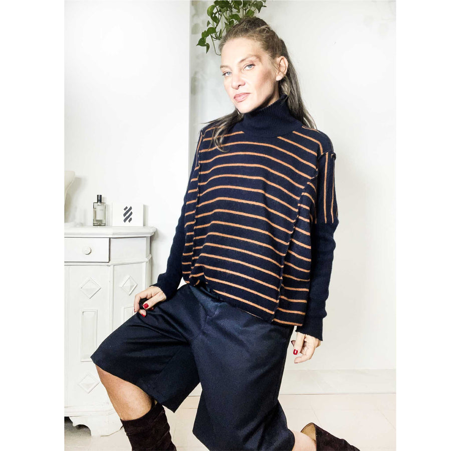 MABEL STRIPES - Maglia lana misto cashmere a righe