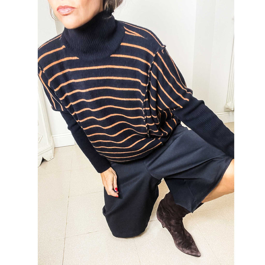 MABEL STRIPES - Maglia lana misto cashmere a righe