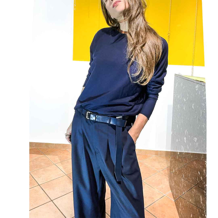 MARLOW BASIC - colore BLUE navy -Maglia lana sottile