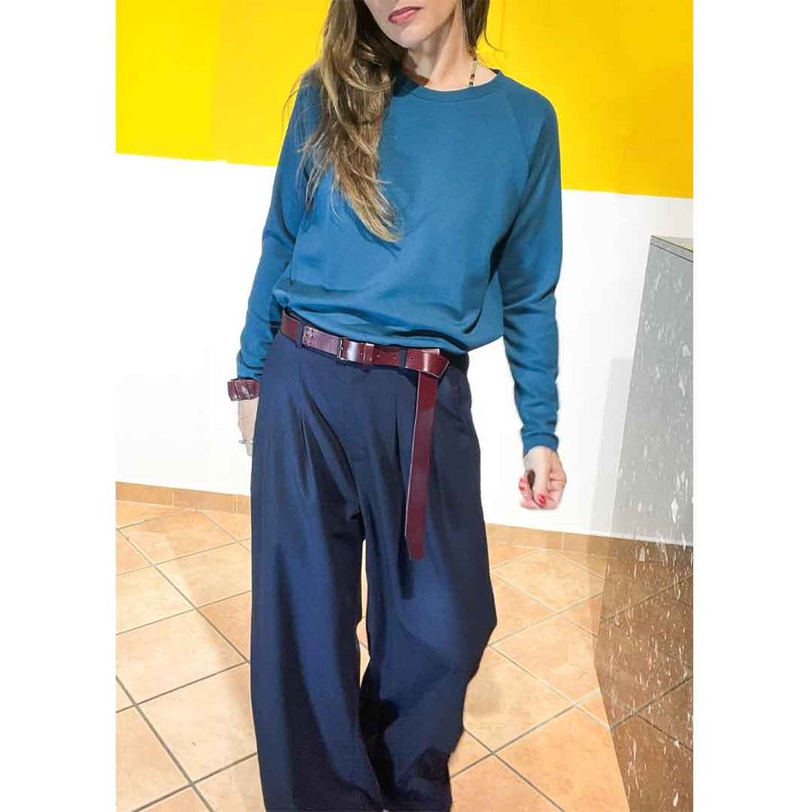 ZILIAH - Cintura cuoio lunga da annodare  COLORE BLU - 5 colori disponibili
