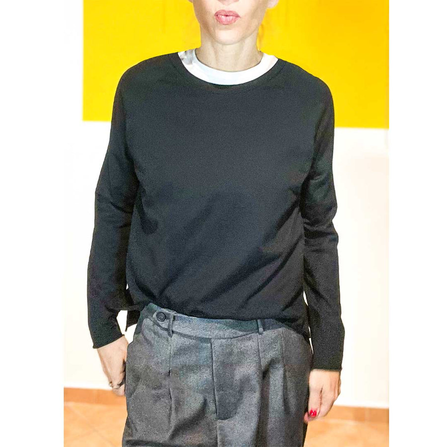 MARLOW BASIC - colore NERO -Maglia lana sottile