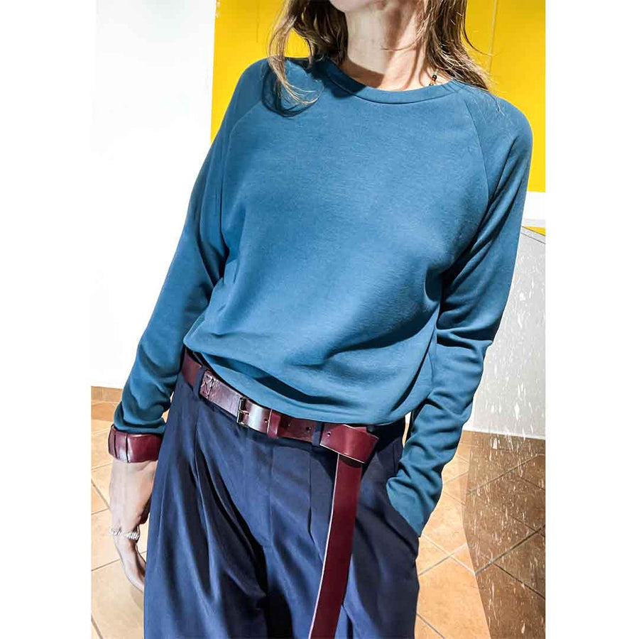 ZILIAH - Cintura cuoio lunga da annodare  COLORE BLU - 5 colori disponibili