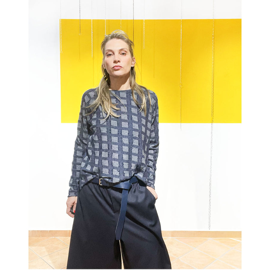 MARLOW CHECK - Maglia girocollo lana jacquard