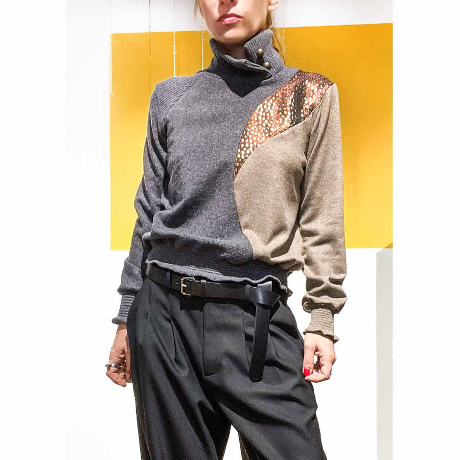 MONET - maglia lana 2 colori + contrasto lurex